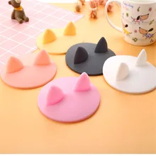 1Pc Creative Cute Silicone Cat Ear Universal Water Cup Cover Mug Heat Resistance Round Cover Daily Product