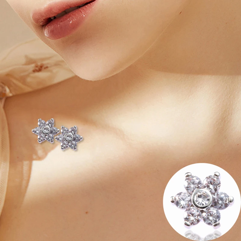 1PC Zircon surface piercing dermal anchor 16G Surgical steel skin piercing micro dermal jewelry in body Implants Sexy Accessory