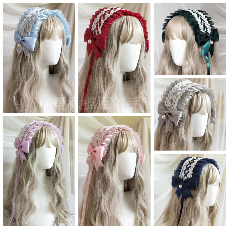 

Origional Lolita Headwear Lolita Hair Accessories Sweet Lo Mother Hair Band White Snow Ji Small Lace Soft Sister Angel Handle