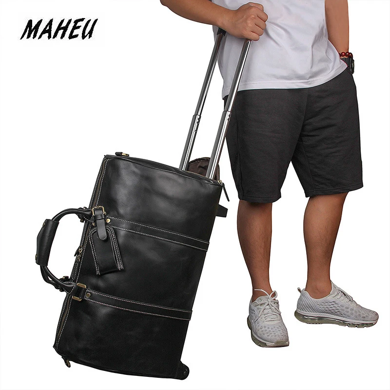 Сумка на колесиках MAHEU Кожаная Дорожная сумка из натуральной кожи|trolley bags|high