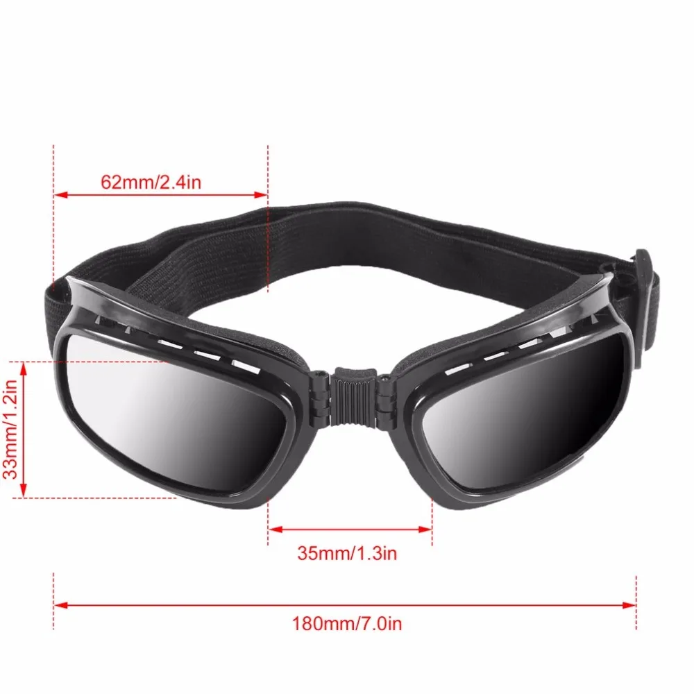 Folding Vintage Motorcycle Glasses Windproof Dustproof Ski Goggles Off Road Racing Eyewear Glasses Adjustable Elastic Band New