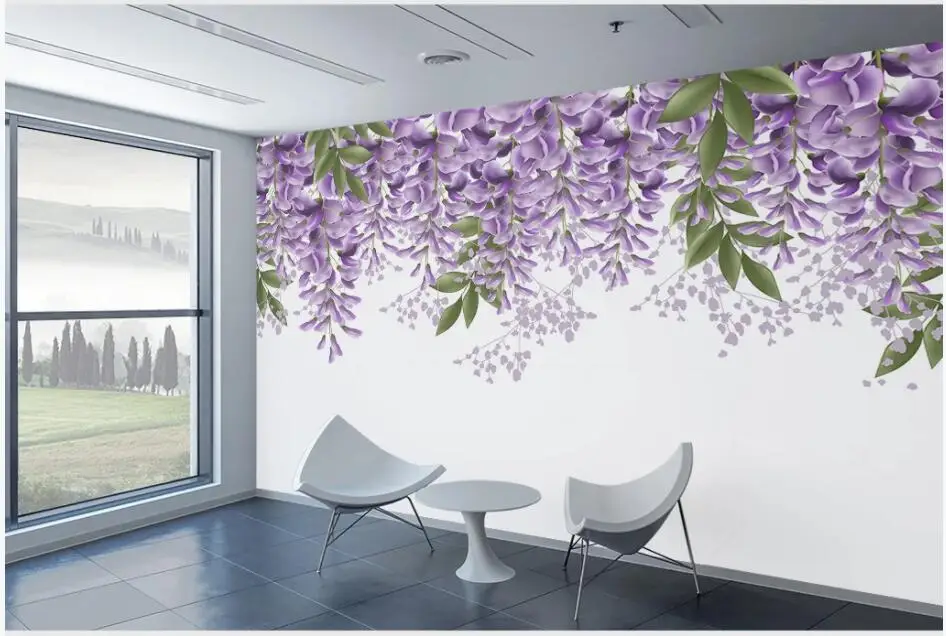 WDBH custom mural 3d photo wallpaper Forest lilac flowers tv background painting home decor living room wallpaper for walls 3 d