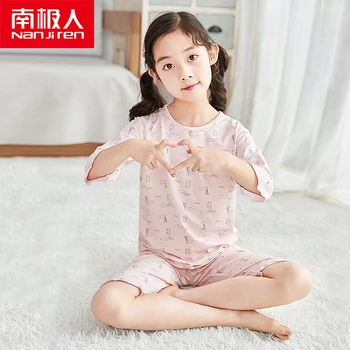 

NANJIREN Nightgown Set Child Summer Pajamas Set Shorts Baby Girl nightclothes Sleepwear Pajama Set Modal Children infant pyjamas