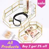 Golden Mirror Tray Cosmetic Container Jewelry Organizer Case Bathroom Storage Lipstick Necklace Desktop pantry organizer cake 2