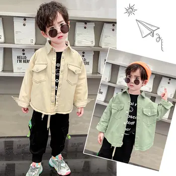 

2020 Spring Fall Long Sleeve Baby Shirts for Boys Shirt with Pockets High Quality Fashion Korean Boy Toddler Clothes Age 2-9 T