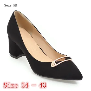 

Square High Heel Shoes Women Pumps Stiletto Woman Office Career Shoes High Heels Plus Size 34 - 40 41 42 43