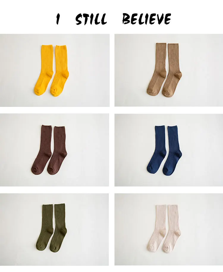 plus size knee high socks CHAOZHU Classic New Loose Socks Women 200 Needles Cotton Knitting Rib Solid Colors 14 Kinds of 4 Seasons Basic Daily Women Socks wool socks women