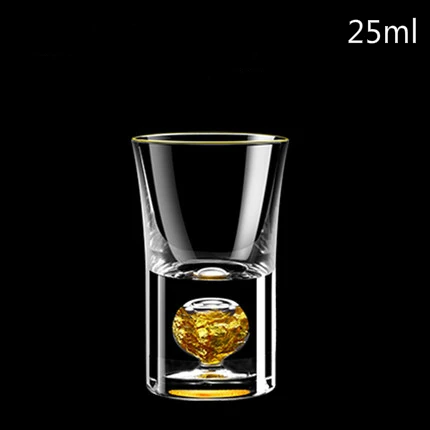Кристалл позолоченный Встроенный 24 К золотой лист Саке ликер рюмка диспенсер водка дух Sheezer маленький бокал для вина es крепкий напиток чашка - Цвет: 25ml