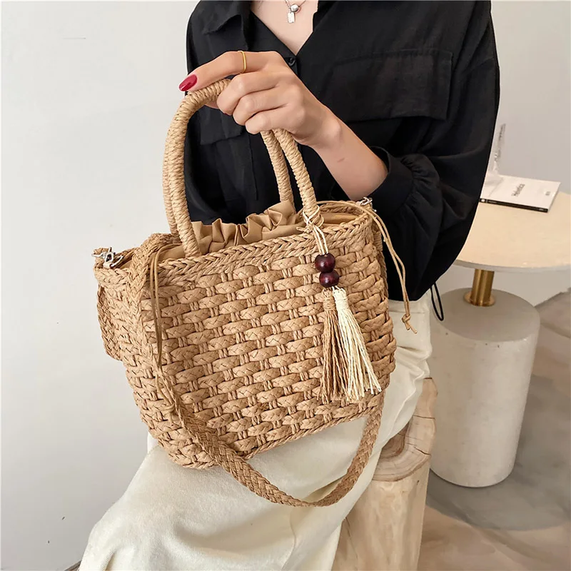 Designer Bags Summer Straw Bags 2021 Woven Straw Bucket Shoulder