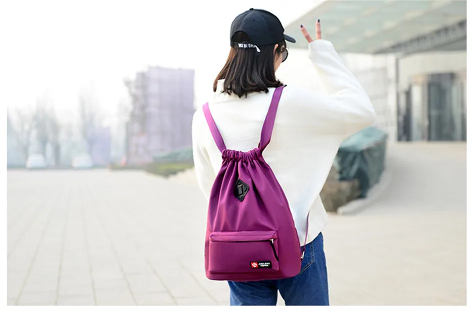 Outdoor Sports Running Large Capacity Drawstring Backpack Men And Women Swimming Fitness Waterproof Soft Back Backpack Gym Bag