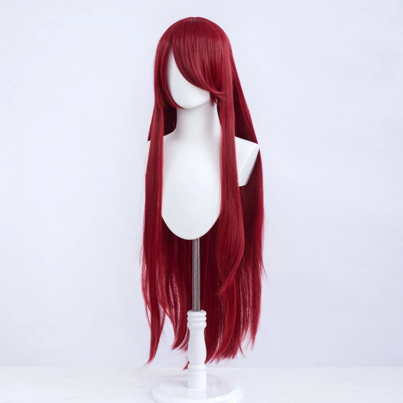 100cm Long Wine Red Uzumaki Kushina Wig Heat Resistant Full Bangs Synthetic Hair Wig + Wig Cap family halloween costumes