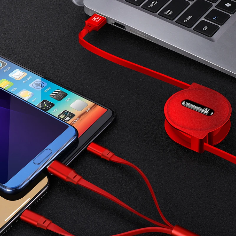 3 в 1 Micro USB для type-C Lightning Combo Мужской Выдвижной кабель для зарядки данных для всех смартфонов