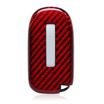 

1pc Car Key Case Cover Carbon Fiber Red For Jeep Dodge Challenger SRT Hellcat SXT R/T GT Auto Key Case Cover Decoration