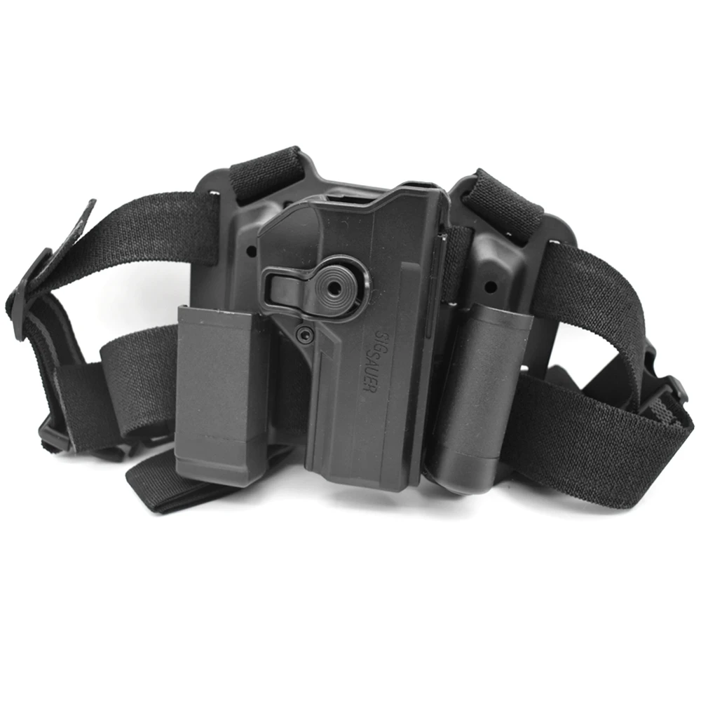 Tactical Drop Leg Holster For Sig Sauer P250 Military Airsoft Gun Thigh Puttee Holster with Flashlight Holder Magazine Pouch