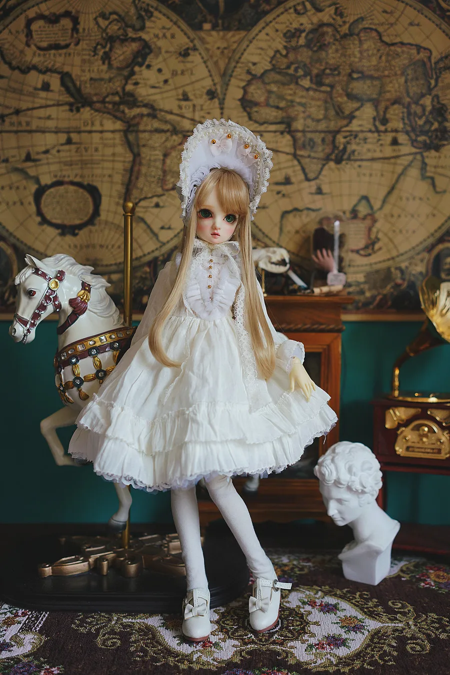 Винтажная кукла Лолита, платье для кукол BJD 1/4 1/3 1/6, Одежда для кукол, аксессуары для игрушек, модная кукольная одежда для девочек, включает платье и шляпу