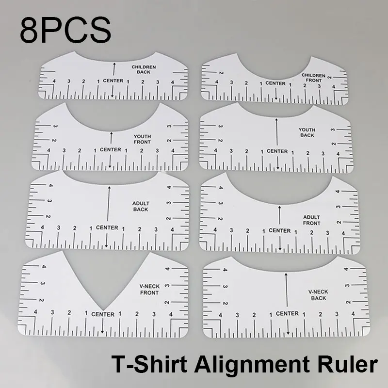 8 Pcs T-shirt Ruler Guide V Neck Alignment Tool To Center Designs  MeasuremeS*