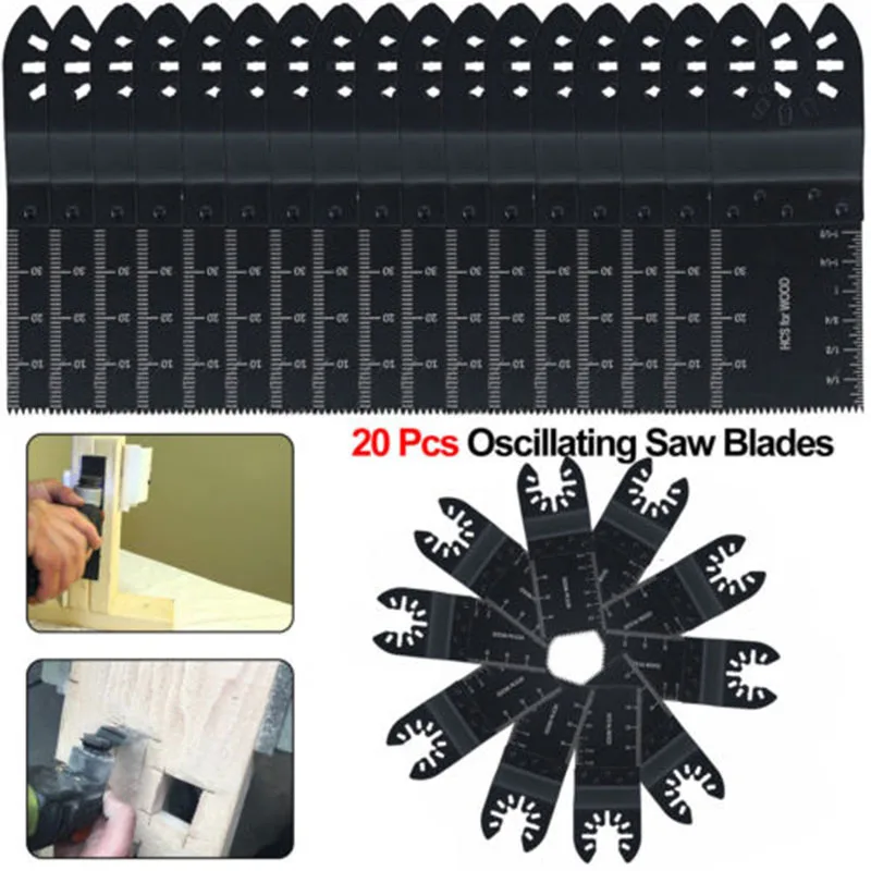 

20 Pack 34mm Oscillating Multi Tool Saw Blades Carbon Steel Cutter DIY Universal