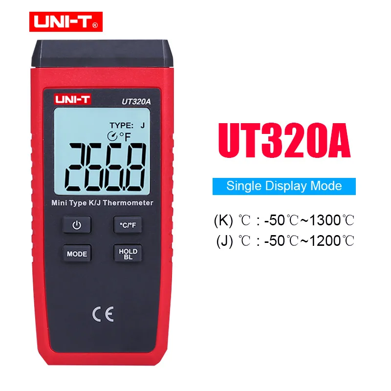 UNI-T цифровой термометр C/F Пирометр-50~ 1200C контактный тип измеритель температуры K/J Termometro lcd подсветка UT320A UT320D - Цвет: UT320A