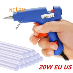 Nova pistola de cola quente com 7*190mm cola varas 20w industrial mini armas thermo elétrica calor temperatura reparação ferramenta artesanato
