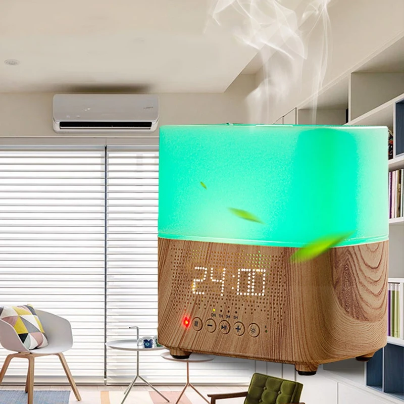 300Ml Multifunctional Bluetooth Aroma Oil Diffuser with Alarm Clock Aromatherapy Ultrasonic Air Humidifier for Room Home Office