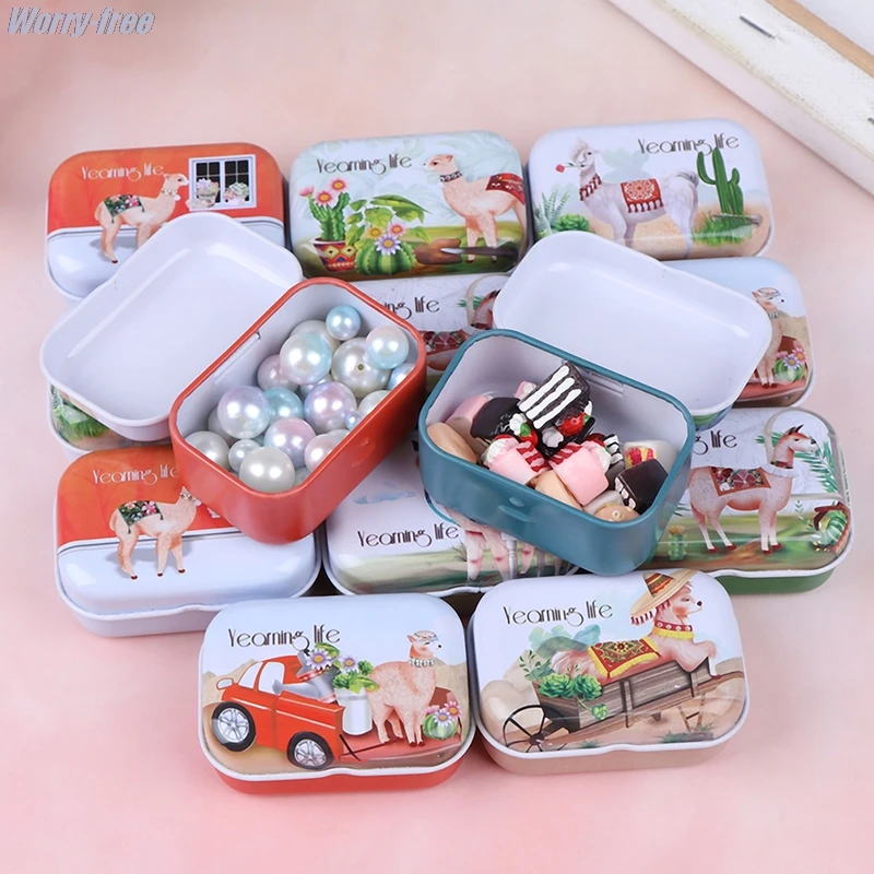 Small Storage Boxes Mini Cute Kawaii Cartoon Tin Metal Box Case