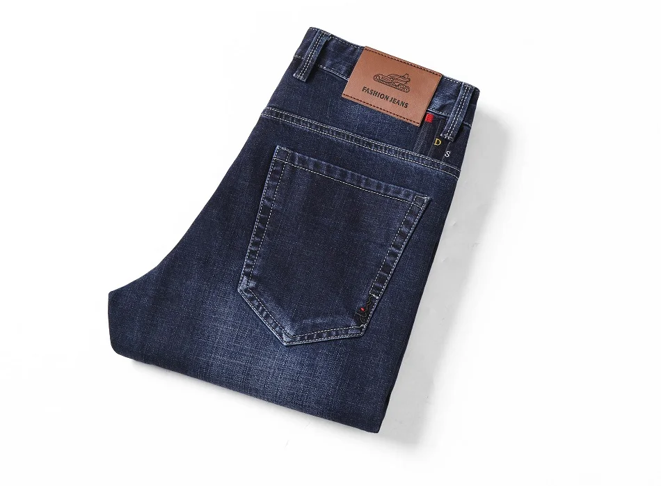 Xuan Sheng прямые мужские джинсы среднего возраста толстые Темно-синие Анти-кража эластичные брендовые классические брюки модные дикие джинсы
