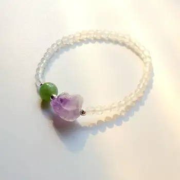 

Lily Jewelry Real Moonstone Green Jade Amethyst Bracelet 925 Sterling Silver Beaded Bracelet Healing Power Jewelry For Female