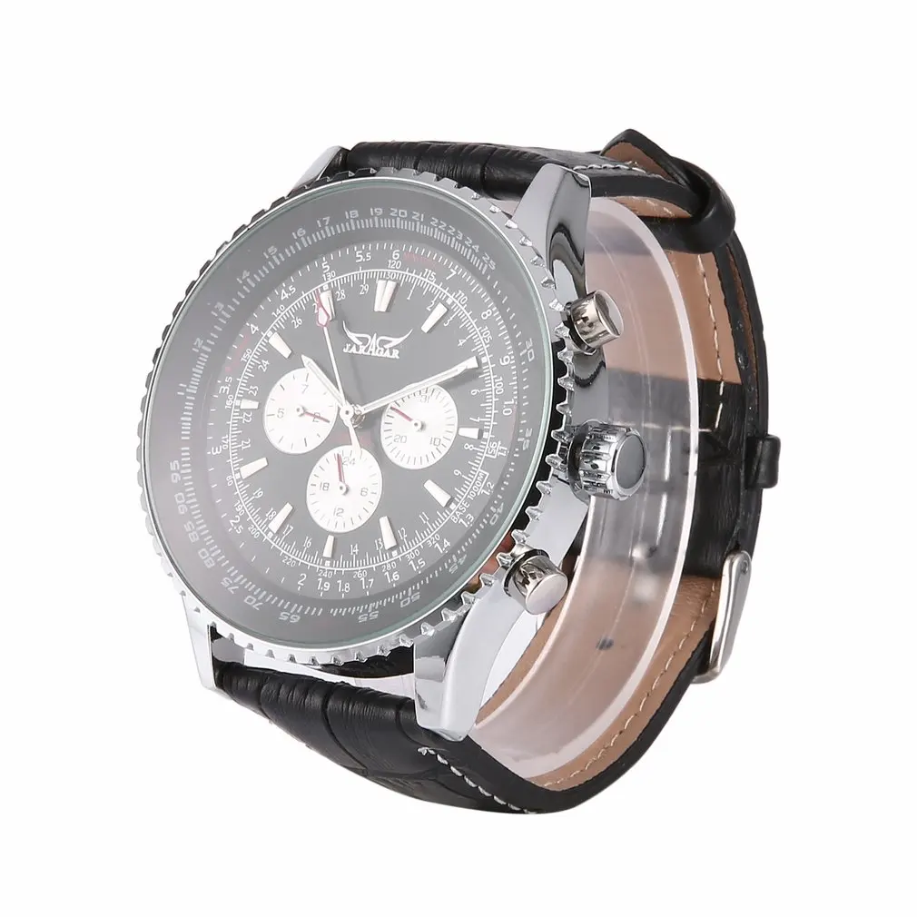 

Jaragar Multifunctional Men Watch Automatic Mechanical Stainless Steel Case Auto Date Clock Hollow Back Wrist Big Dial Clock