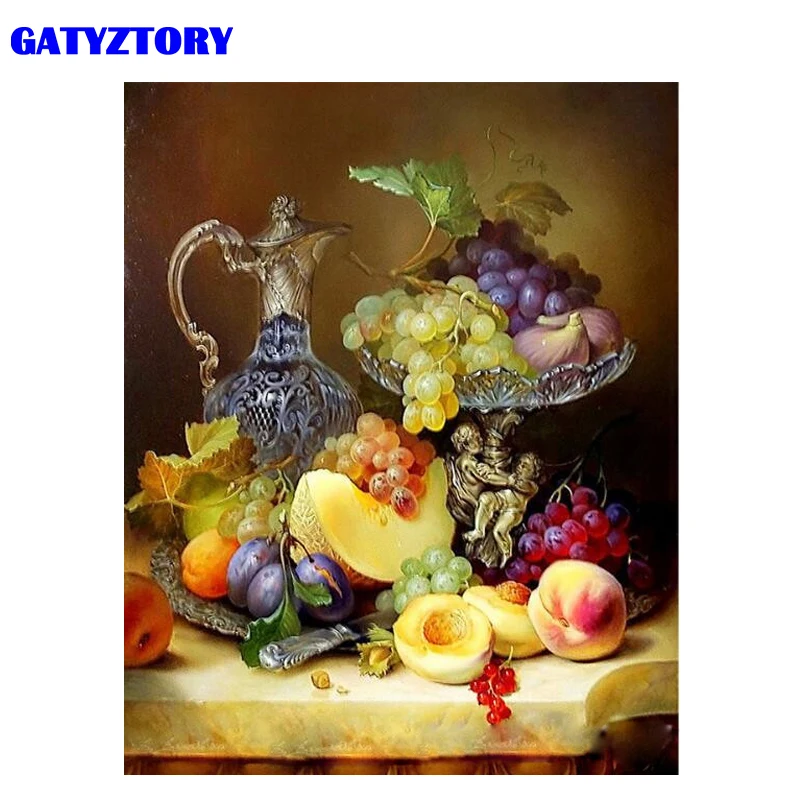 

GATYZTORY Frame Fruits Diy Oil Painting By Numbers Vintage Acrylic Paint On Canvas Handpainted Unique Gift For Home Decoration