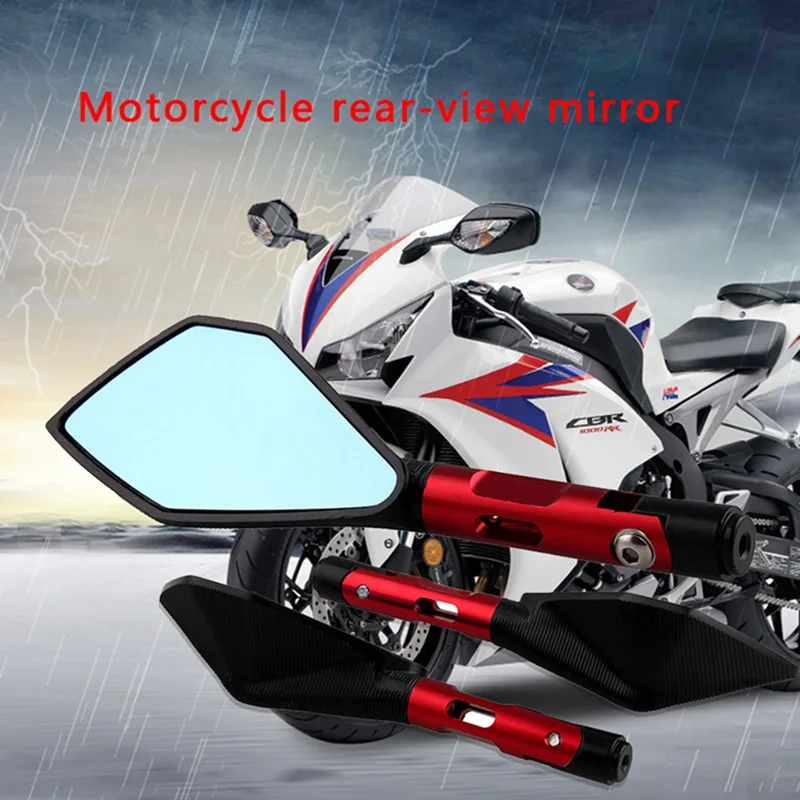 Universal CNC Aluminum Motorcycle Rearview Mirrors Blue Glass Rear View Side Mirror Universal
