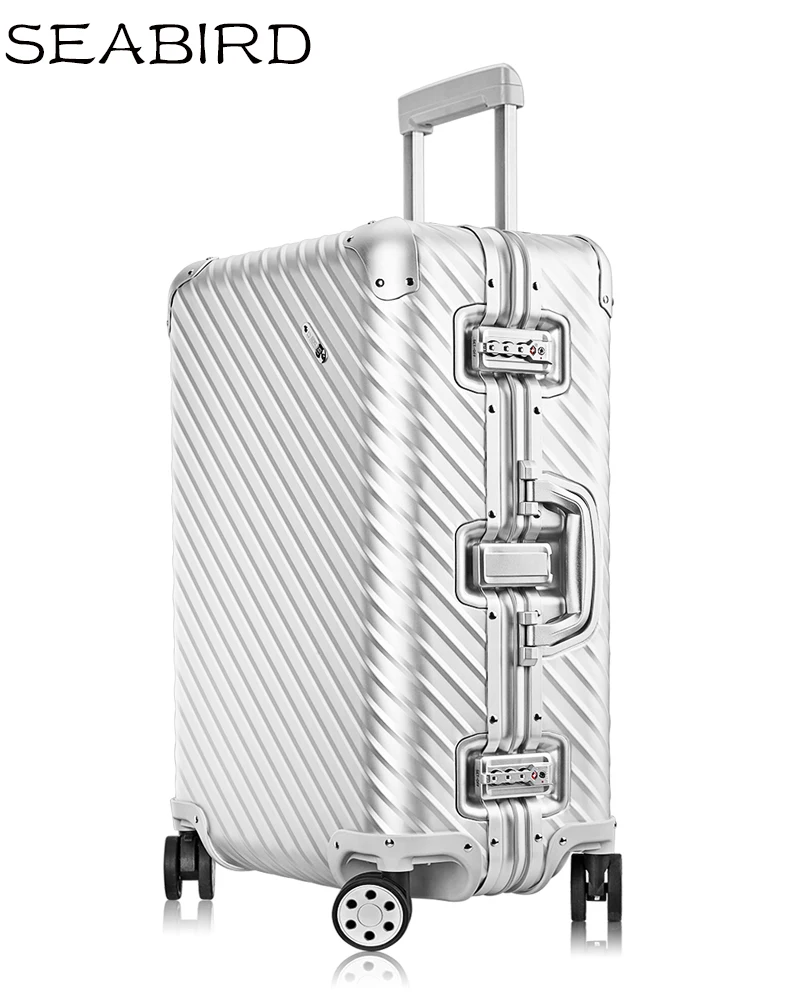 

SEABIRD 100% high quality aluminum-magnesium Luxury business Boarding 20/25/29 size Luggage Spinner brand Travel Suitcase