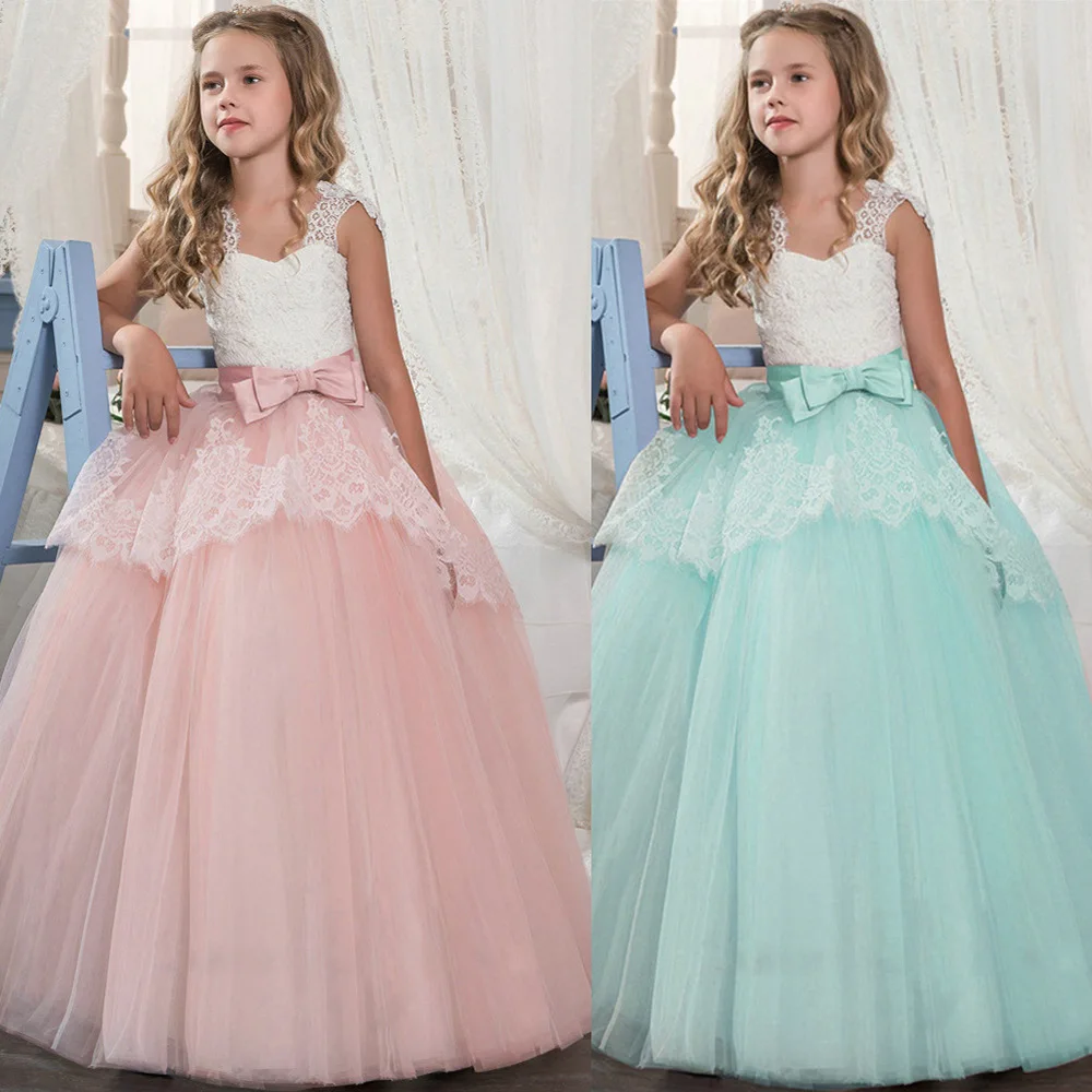 

Europe And America Children Puffy Gauze Long Dress Stage Performance Wedding Dress Children Dress