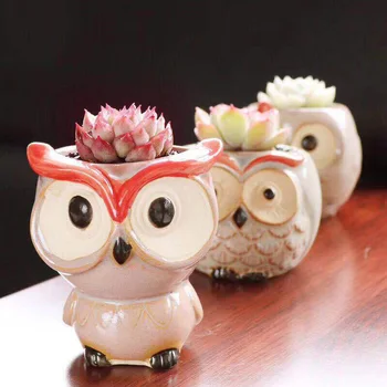 

6pcs Succulents Flower Pot Glaze Base Plant Pot Container Planter Set Cute Animal Shape RT99
