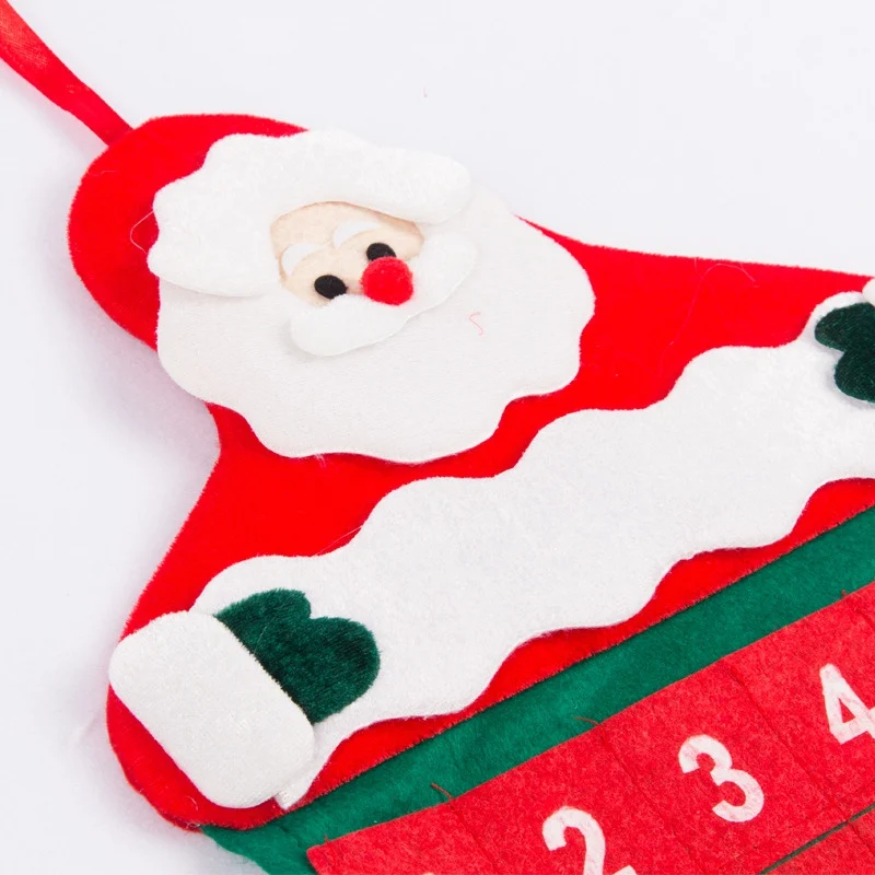 Christmas 24 Day Hanging Advent Calendar Red And White Santa Claus Design Non-Woven Xmas Countdown Decoration Weihnachtskalender