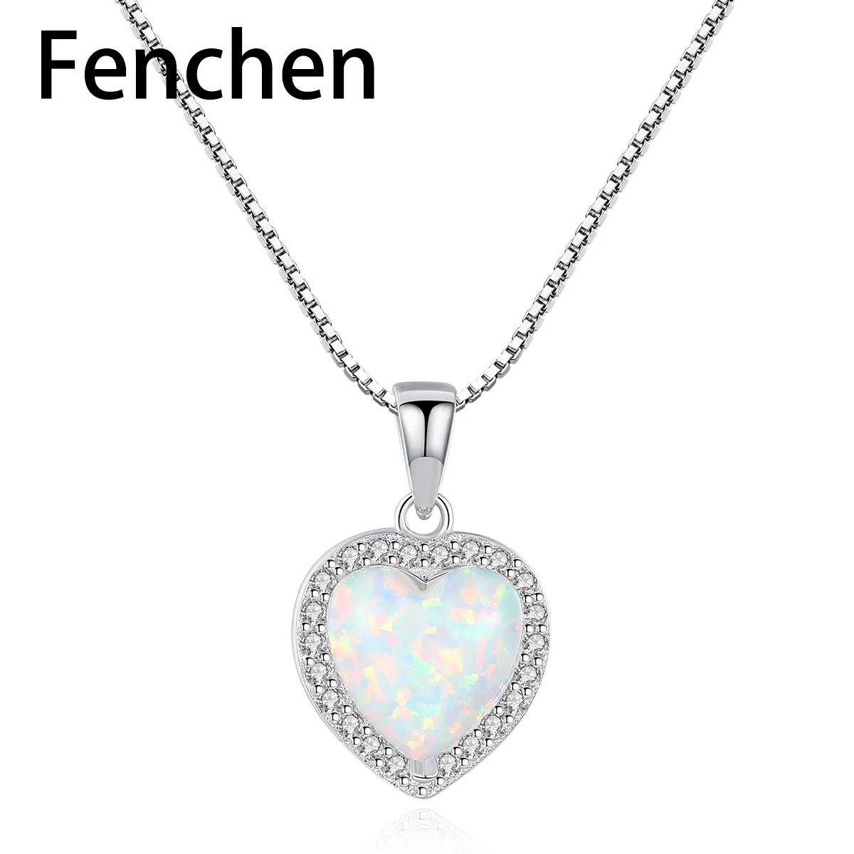Fenchen стерлингового серебра 925 браслет с сердцем из опала кулон ожерелье для женщин Очаровательная подвеска на серебряной цепочке ожерелье ювелирные изделия подарок AN097