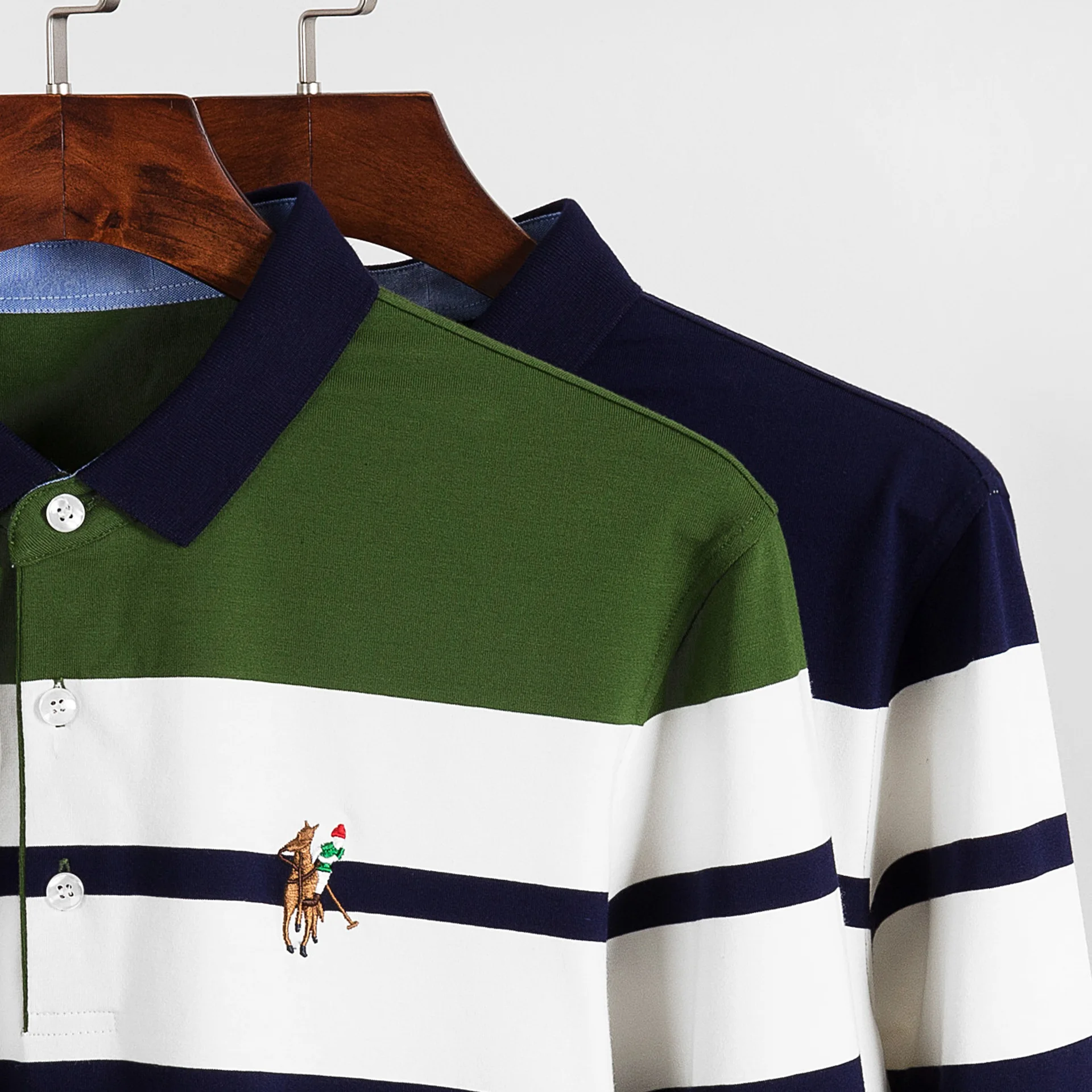 New Brand Men's Striped Long Sleeve Polo Shirt Men Autumn Full Sleeve Warm Shirt Casual Pocket Tops Plus Size S-3XL