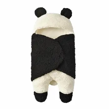 

Newborn Baby Sleeping Bag Wrapped Winter Panda Ventilation Non Fluorescent Agent Lamb Velvet Swaddle Wrap Blanket Panda Shape