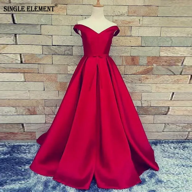 

SINGLE ELEMENT Evening Dresses Formal Party Dress A Line Lace Up Back Bow Custom Made Vestidos de festa