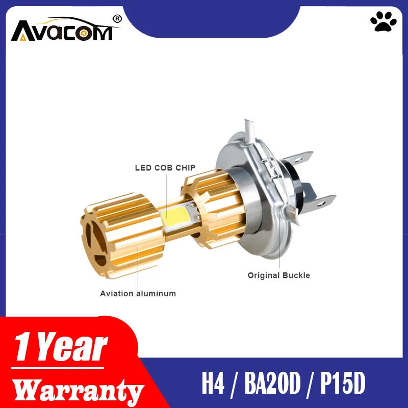 Avacom светодиодный H4 BA20D P15D мотоциклетные фары лампы 12V COB Чип 6500 к Супер Белый