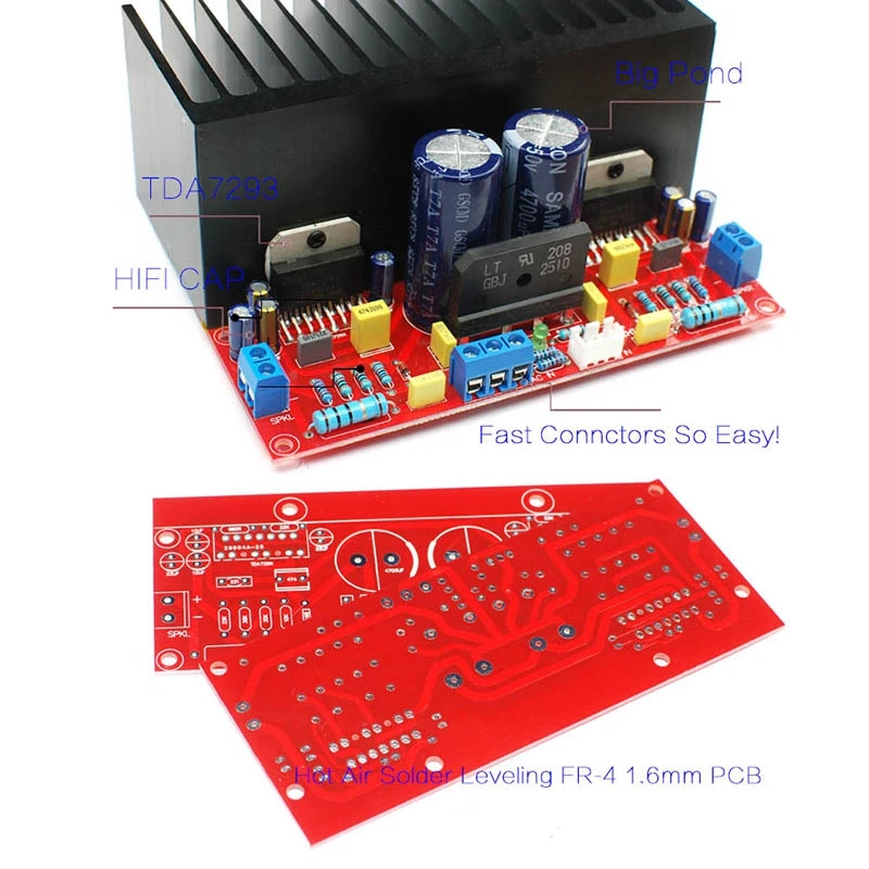 Топ Двойной Ac12-32V 2,0 канальный Tda7293 100+ 100 Вт Hifi стерео аудио усилитель доска