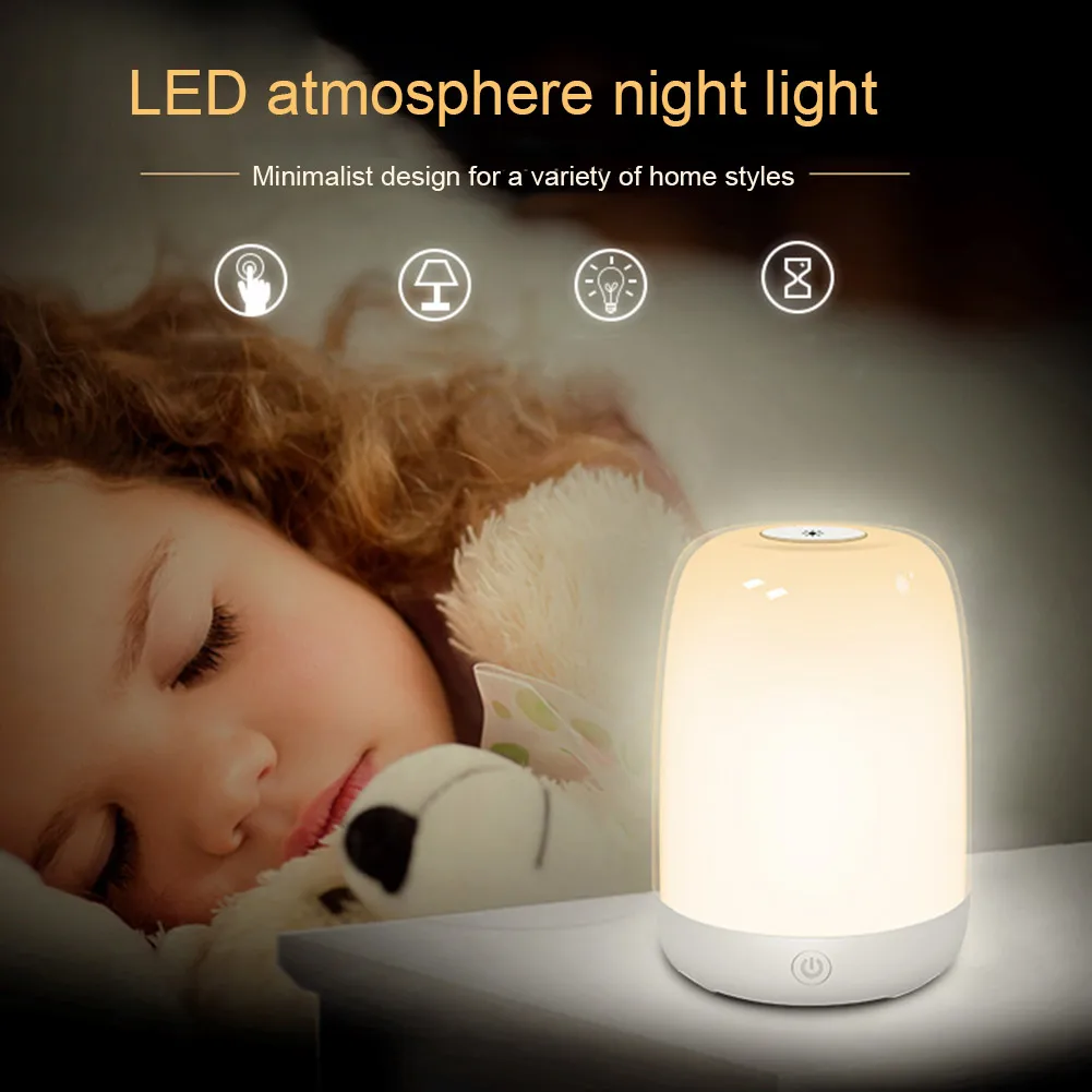 

LED Night Light Touching Sensor Colorful Desk Bedside Lamp USB Charging Mini Table Lamp TN88