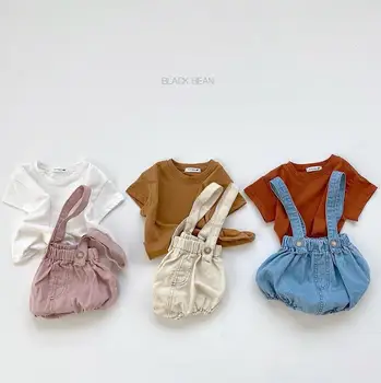 

2020 New Baby Boys Girls 2 Pcs Set T-Shirt+Denim Shorts Babys Suits 6-24 month QA776