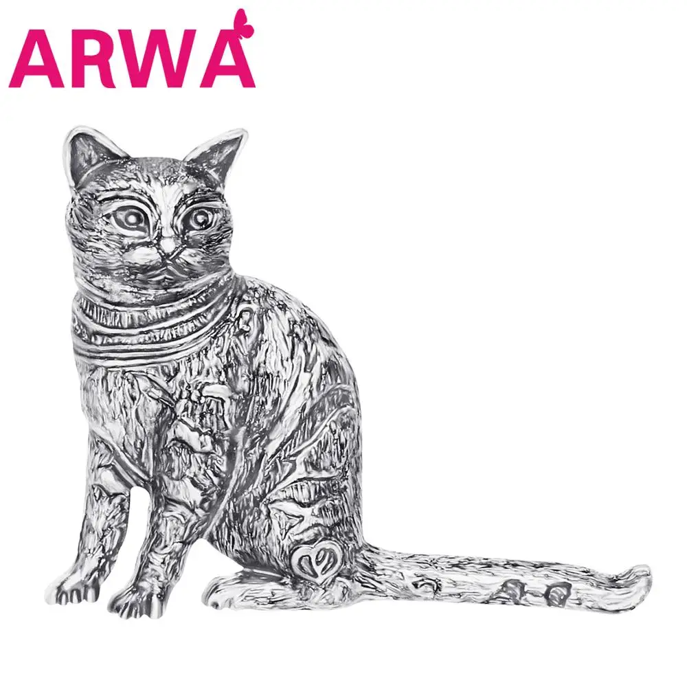ARWA сплав антикварный элегантный покрытый серебром котенок броши кошки шпильки