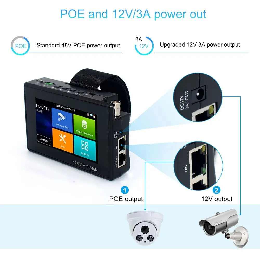 Polegada Câmera ip Tester 8mp Ahd - Tvi Cvi Cvbs Cctv Monitor Ptz Controlador Rápido Onvif Ipc Testador Poe 4 k H265 H264 Mod. 90040 12 cctv ip tester