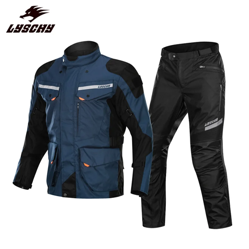 blue suits LYSCHY Мужская водонепроницаемая теплая мотоциклетная куртка летняя дышащая куртка для мотокросса Броня мотоциклетная куртка CE протектор - Цвет: blue suits
