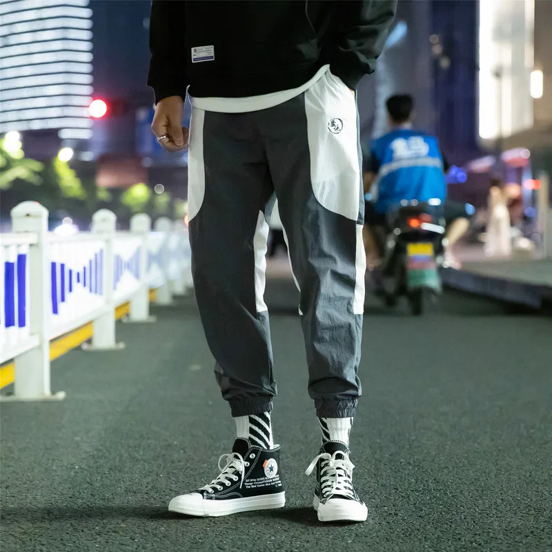 

Large Size K1033/P40 Autumn Clothing New Style Men Loose-Fit Fashion Embroidered Joint Casual Pants Men's Large Size Beam Leg