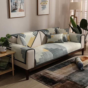 

Sofa Cover Set Four Seasons Abstract Stripe Printing Sitting Room Combination Sofa Cushion