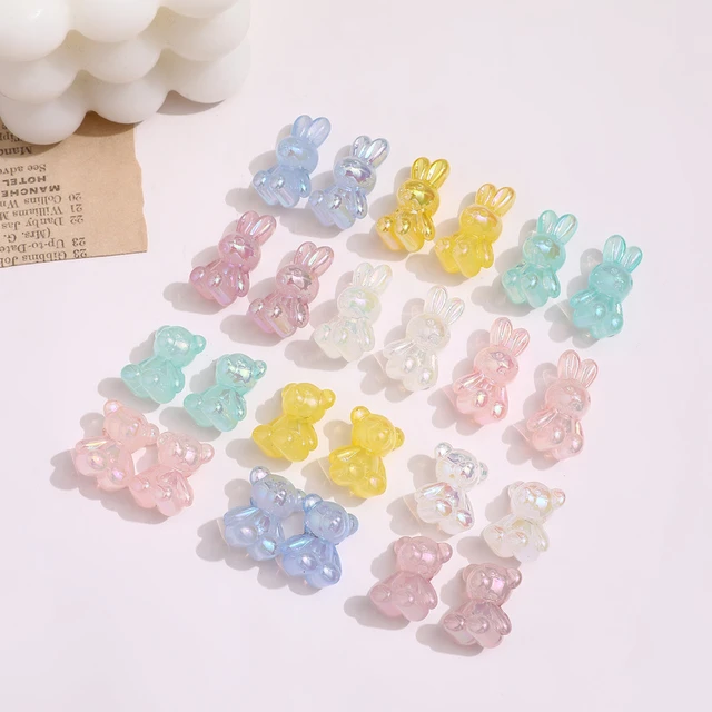 Cute Transparent Gummy Bear Beads (11mm x 17mm) with side hole