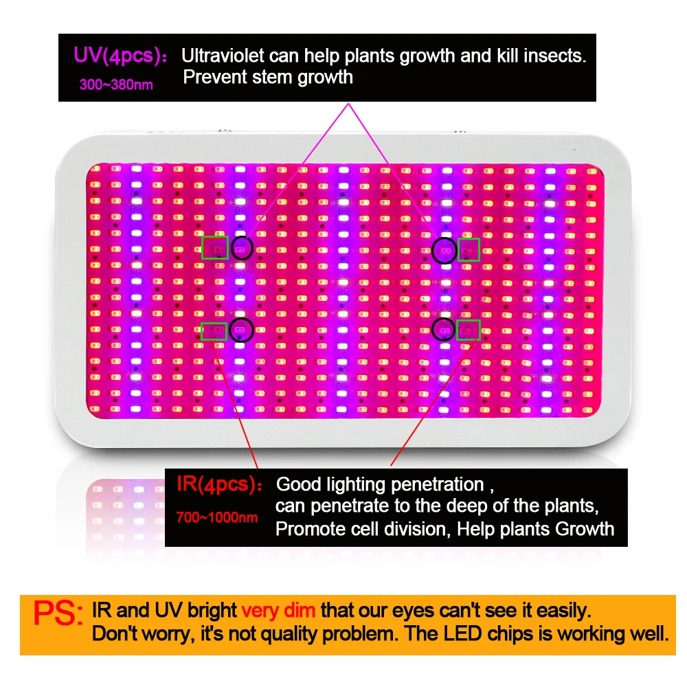 Полный спектр Led Grow Light 400 Вт Светодиодная лампа для выращивания красный + синий ИК