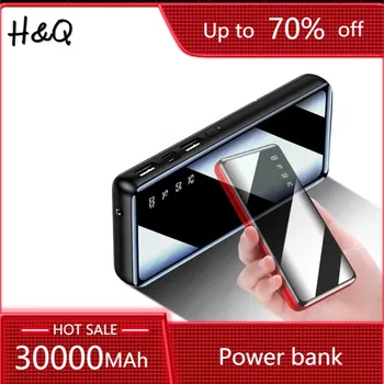 

30000MAh Power Bank Portable Large Capacity Full Mirror LCD Digital Display LED Lighting Outdoor Travel Charger Phone Battery